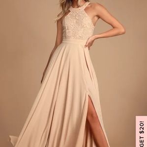 Lulu's Picture Perfect Blush Lace Maxi Dress

$